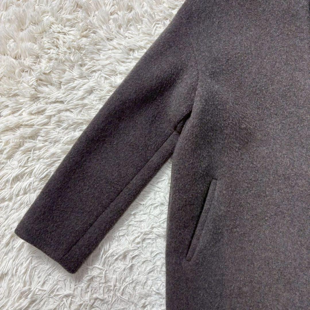 【美品】イエナ ラムウールノーカラーコート ロング グレー 22AW 34