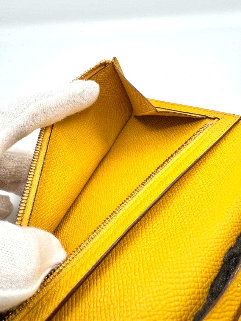 HERMES エルメス ベアンスフレ エプソン イエロー マチ付き D刻印