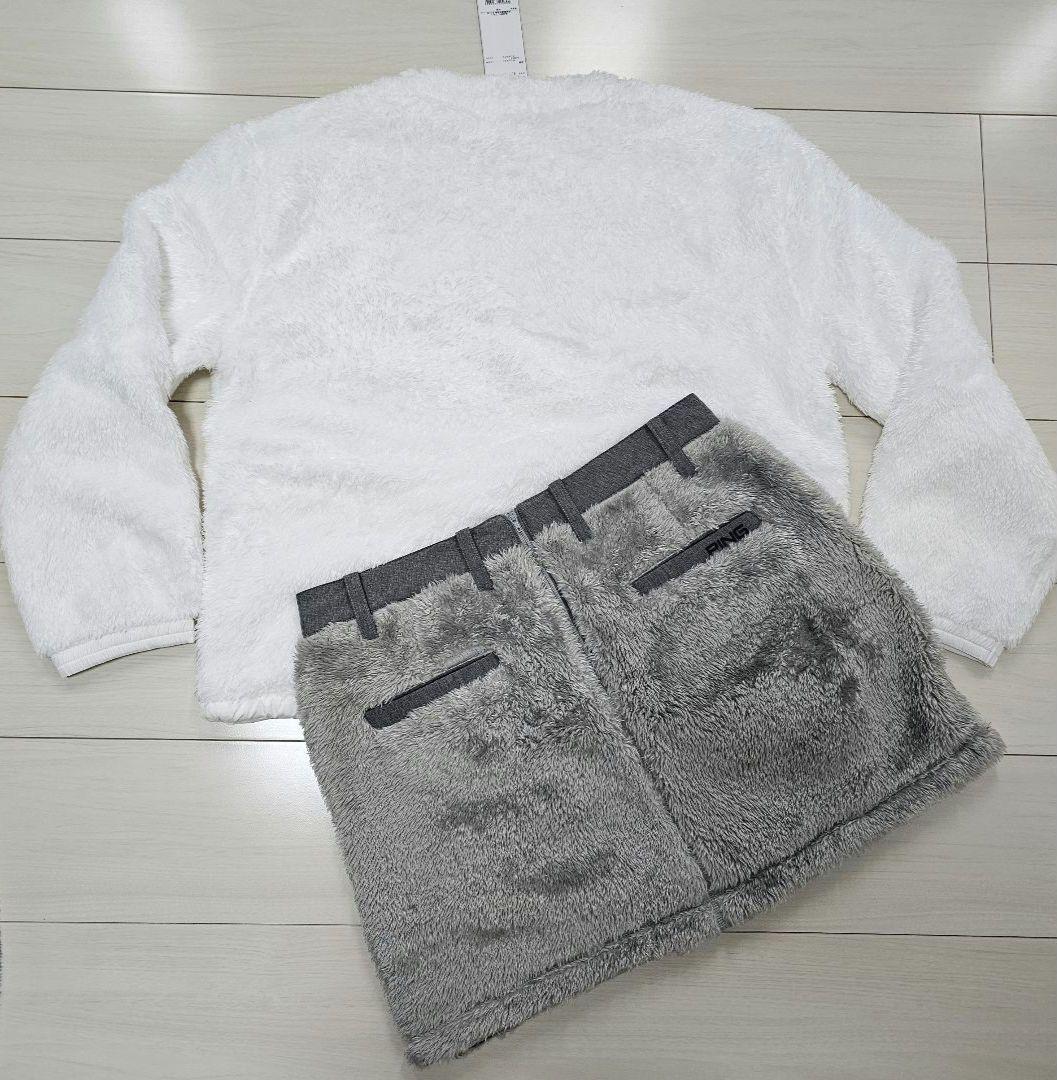 新品 PING レディース【LL】セットアップ ボア フリース スカート 上下