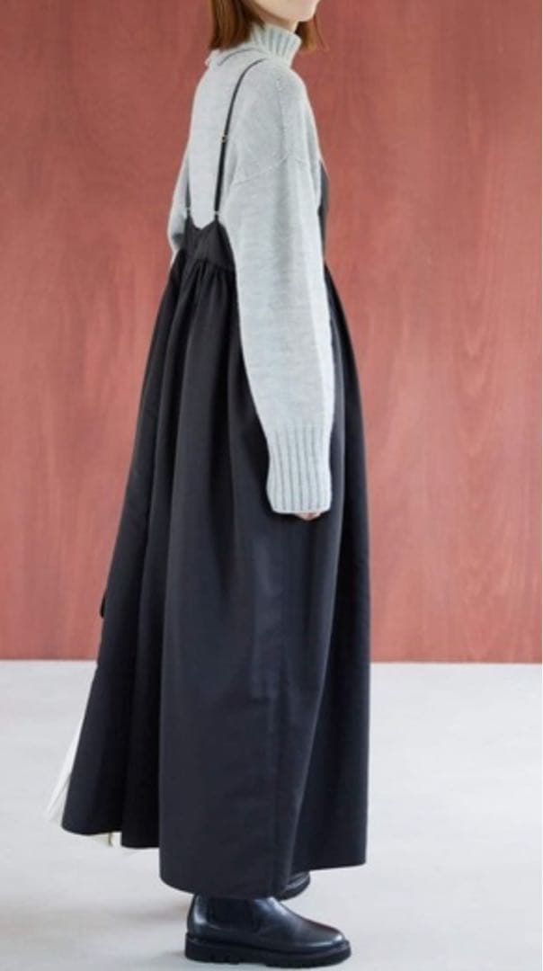 SLOBE IENAタフタギャザーキャミワンピース ブラック36