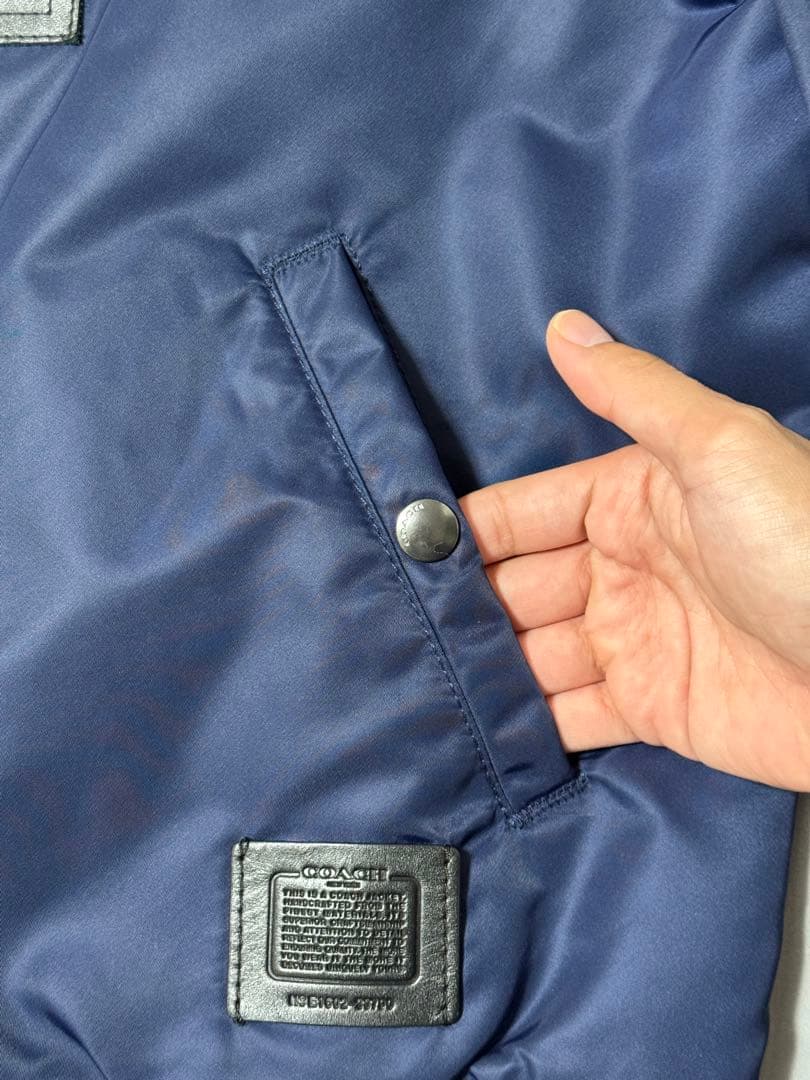COACH ナイロン×レザーのMA-1フライトジャケット ネイビー　Mサイズ