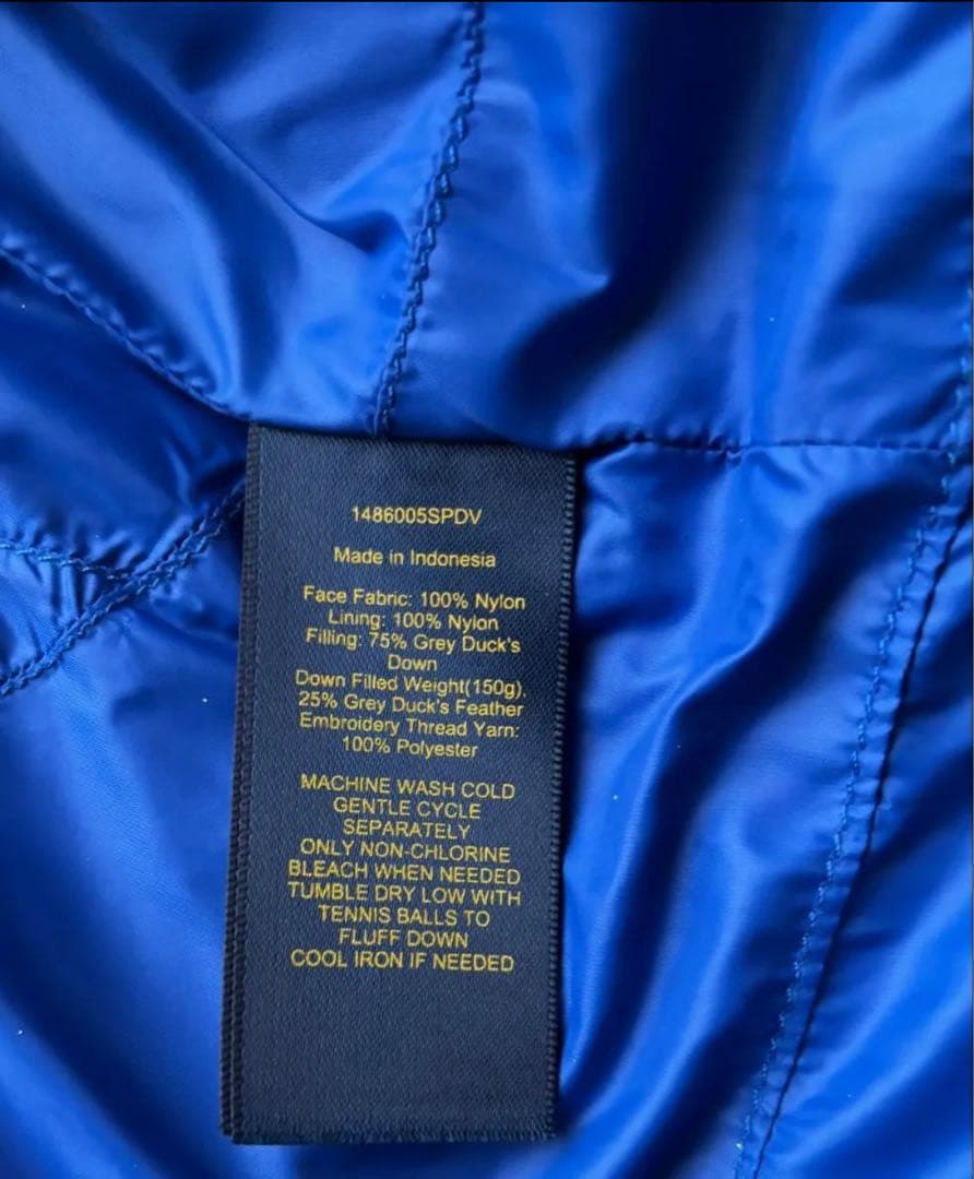 ポロラルフローレン 刺繍ロゴ ビッグポニー ダウンベスト　ブルー　Mサイズ