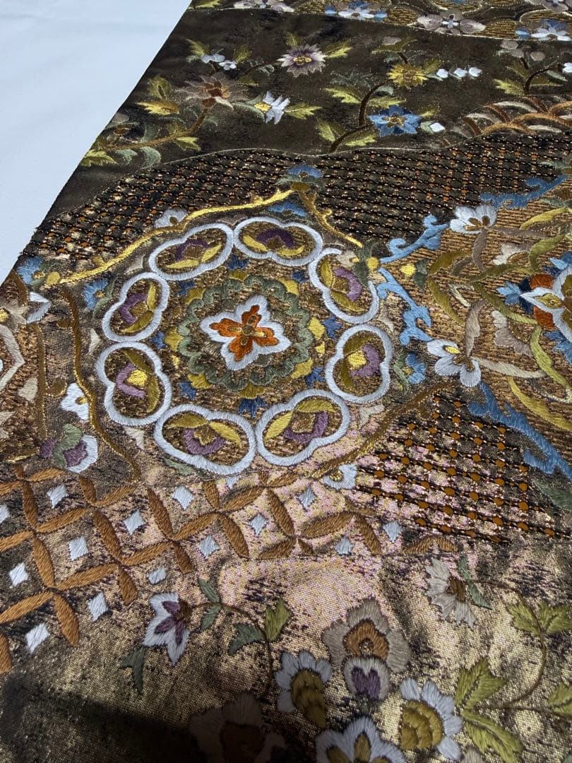 美品 高級 袋帯 六通柄 正絹 汕頭刺繍 スワトウ刺繍 蘇州刺繍 中国刺繍