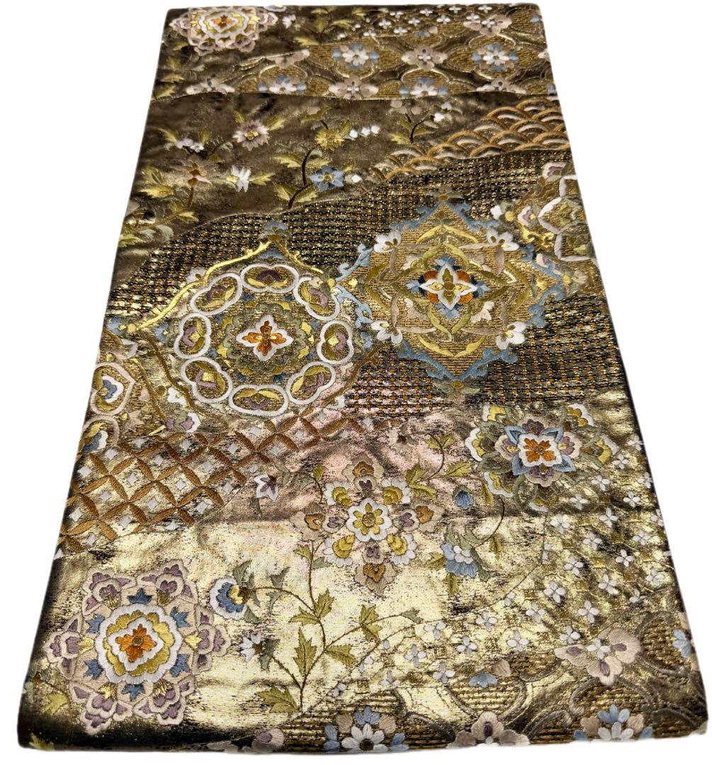 美品 高級 袋帯 六通柄 正絹 汕頭刺繍 スワトウ刺繍 蘇州刺繍 中国刺繍