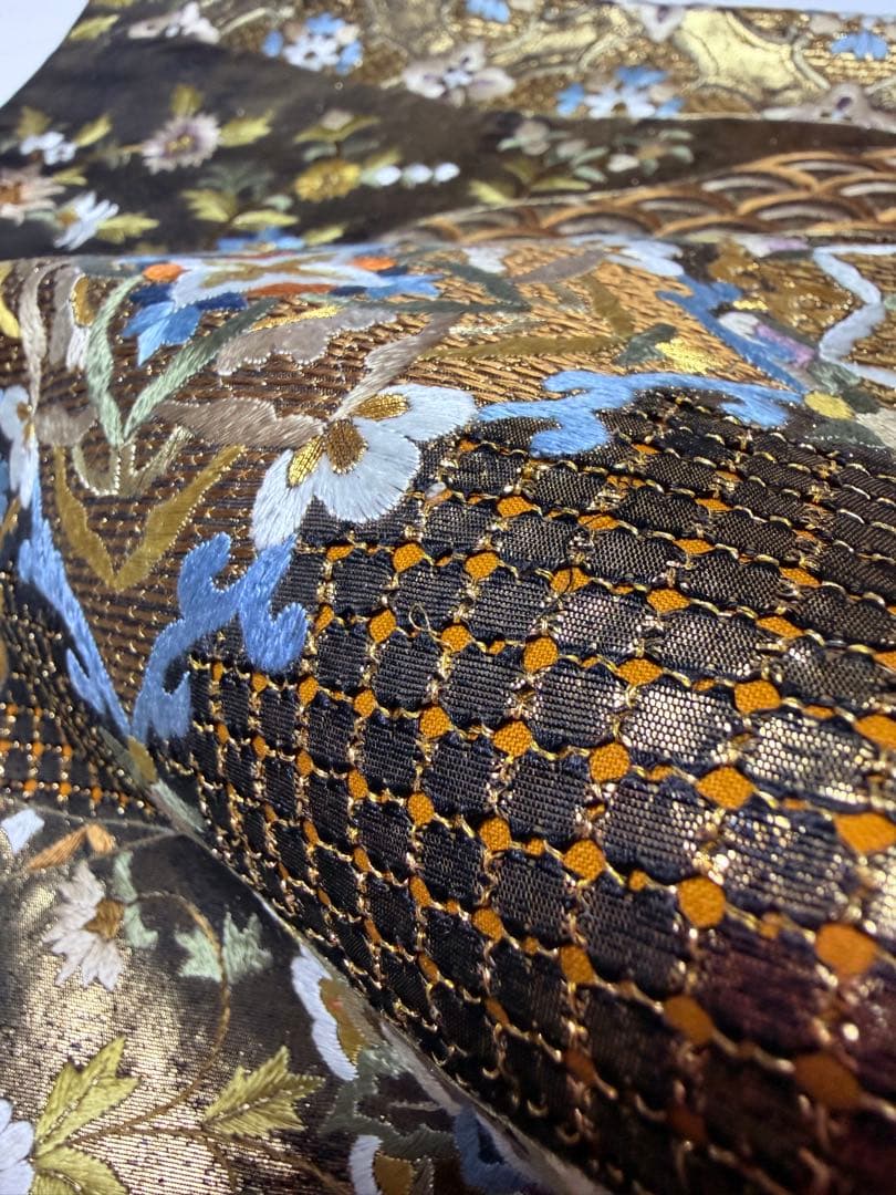 美品 高級 袋帯 六通柄 正絹 汕頭刺繍 スワトウ刺繍 蘇州刺繍 中国刺繍