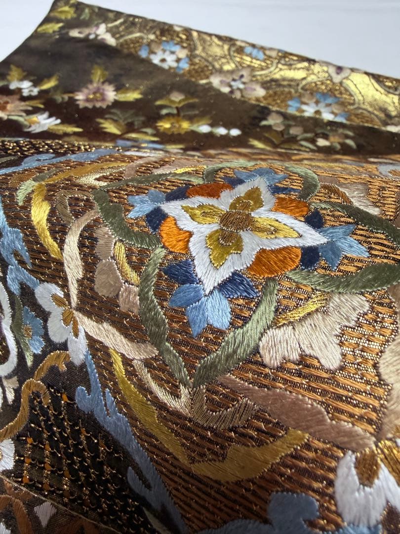 美品 高級 袋帯 六通柄 正絹 汕頭刺繍 スワトウ刺繍 蘇州刺繍 中国刺繍