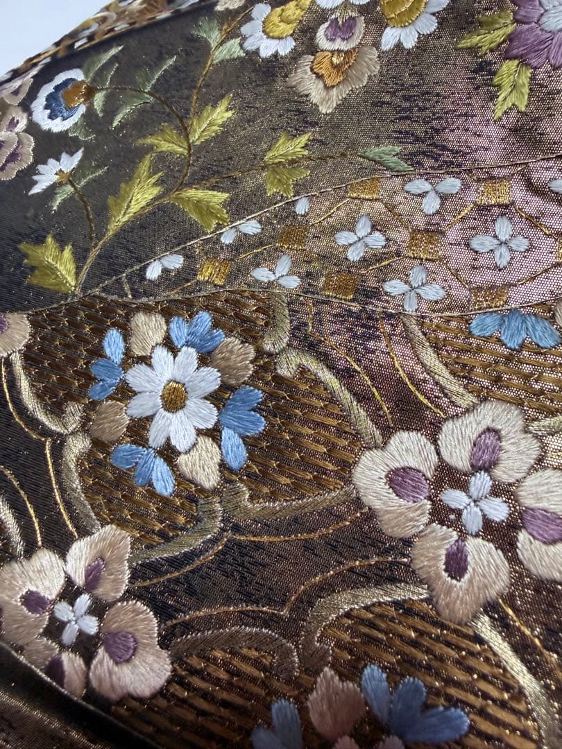 美品 高級 袋帯 六通柄 正絹 汕頭刺繍 スワトウ刺繍 蘇州刺繍 中国刺繍