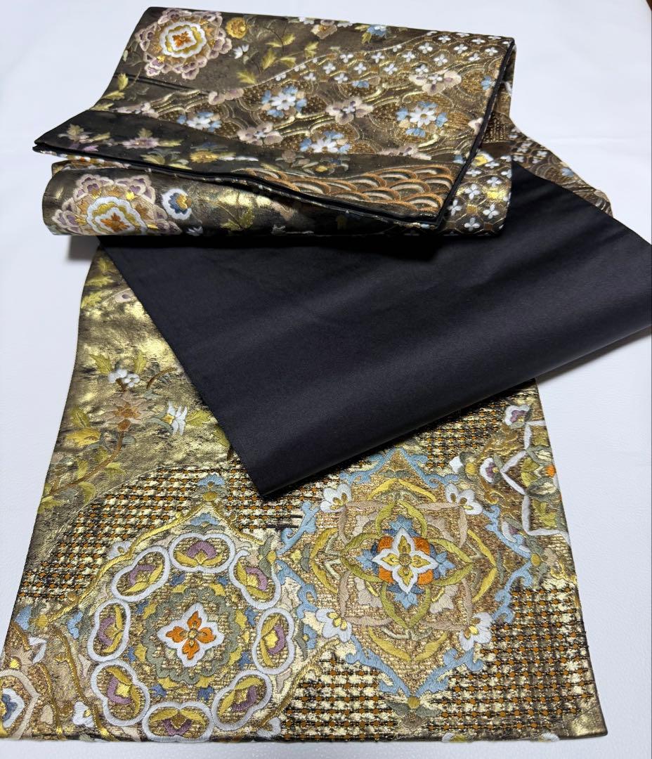 美品 高級 袋帯 六通柄 正絹 汕頭刺繍 スワトウ刺繍 蘇州刺繍 中国刺繍