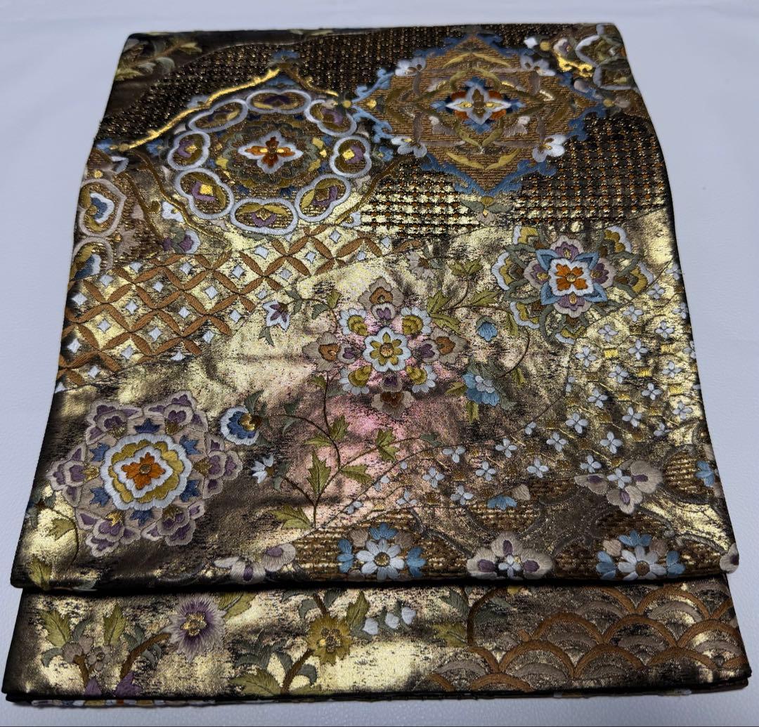 美品 高級 袋帯 六通柄 正絹 汕頭刺繍 スワトウ刺繍 蘇州刺繍 中国刺繍