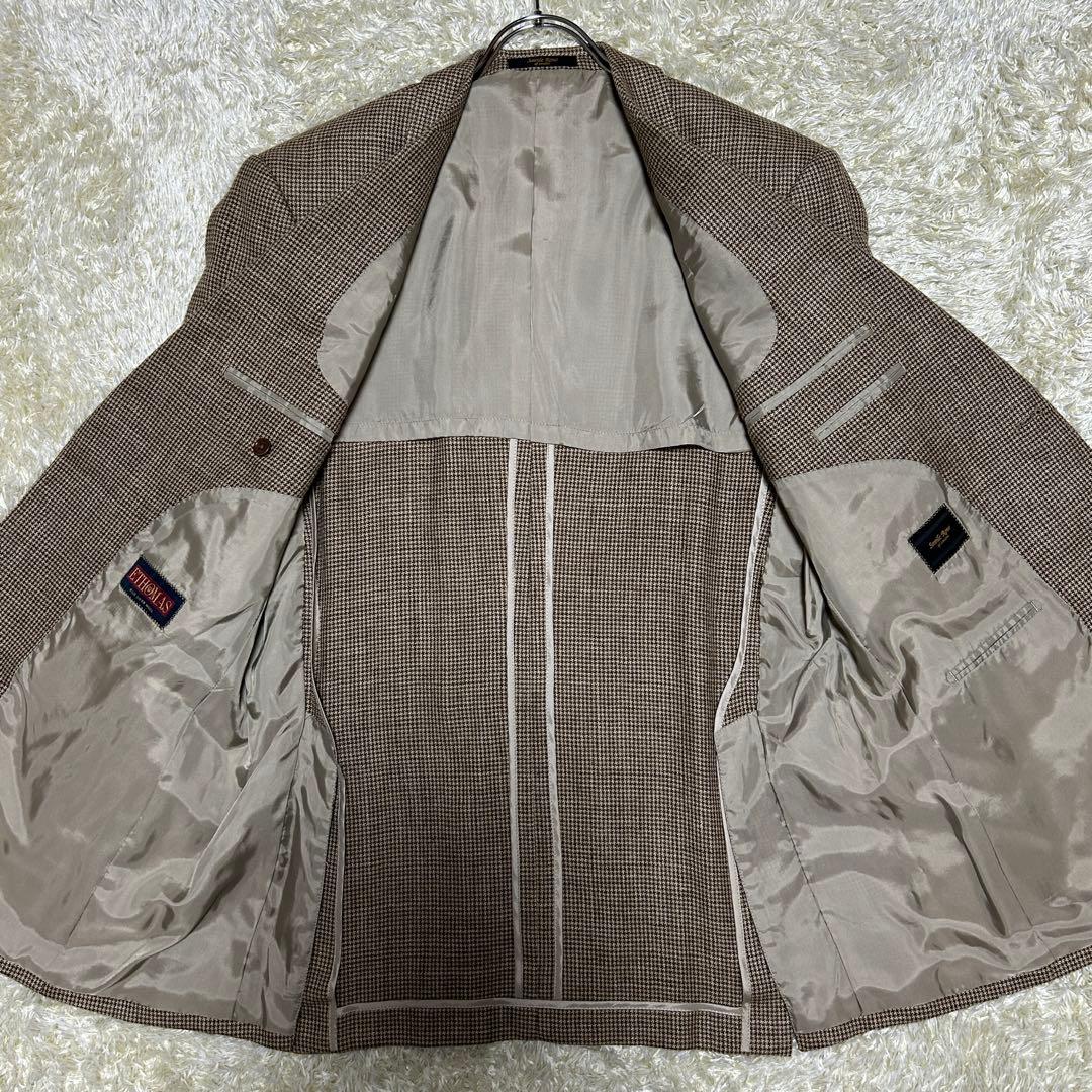 【美品三者混XL】セヴィルロウ　テーラードジャケット　イートーマス　絹麻毛　千鳥
