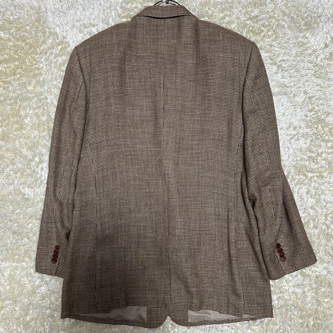 【美品三者混XL】セヴィルロウ　テーラードジャケット　イートーマス　絹麻毛　千鳥