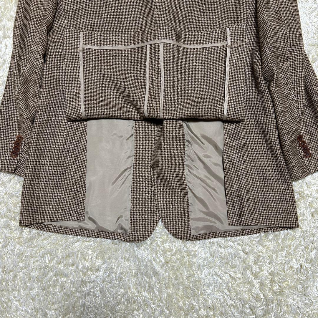 【美品三者混XL】セヴィルロウ　テーラードジャケット　イートーマス　絹麻毛　千鳥