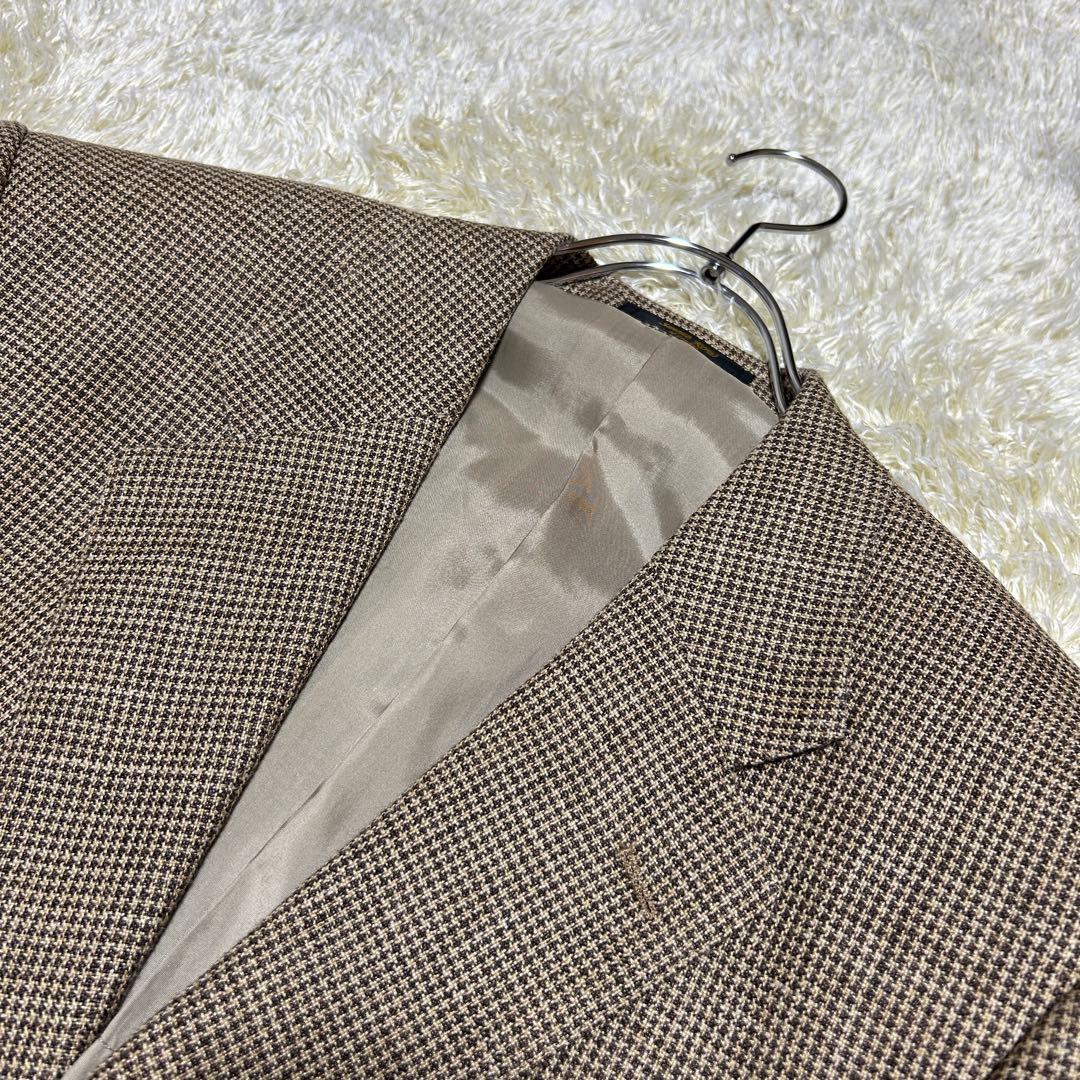 【美品三者混XL】セヴィルロウ　テーラードジャケット　イートーマス　絹麻毛　千鳥