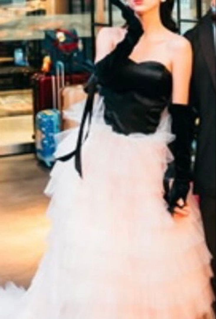 フレアチュールドレス ブラック・ピンク