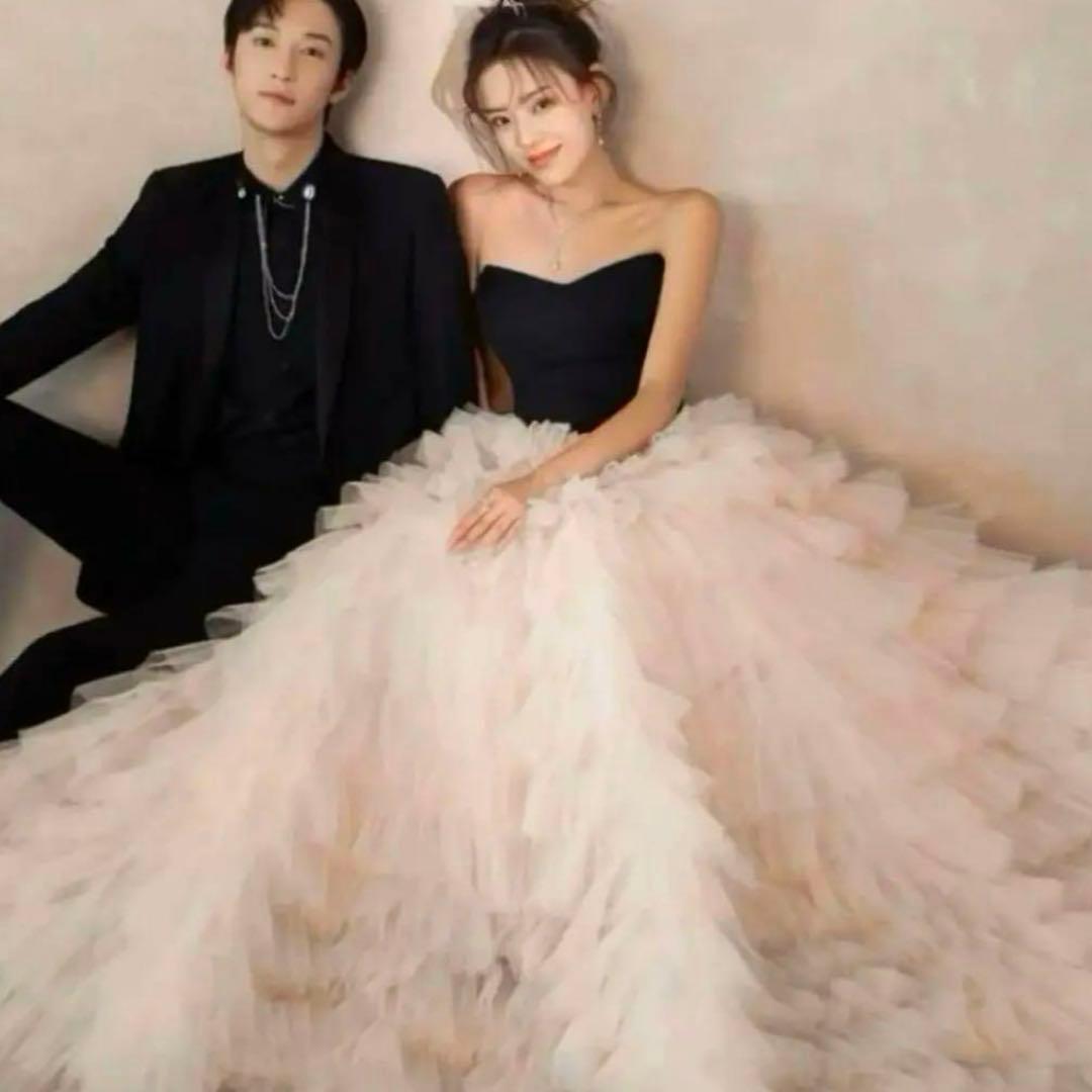 フレアチュールドレス ブラック・ピンク