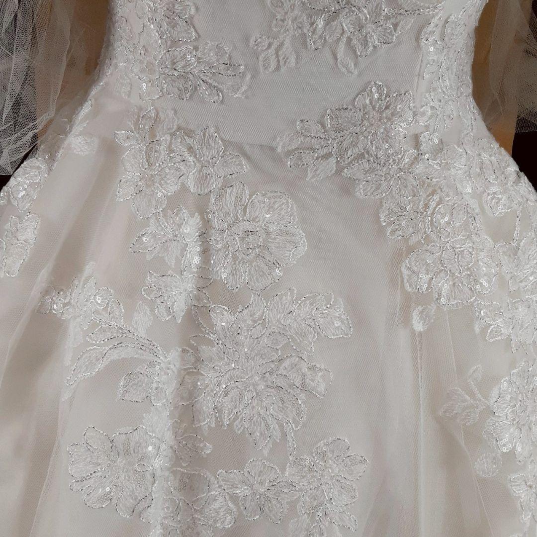 希少デザイン◎キヨコハタ ウェディングドレス パフショルダー Aライン 刺繍