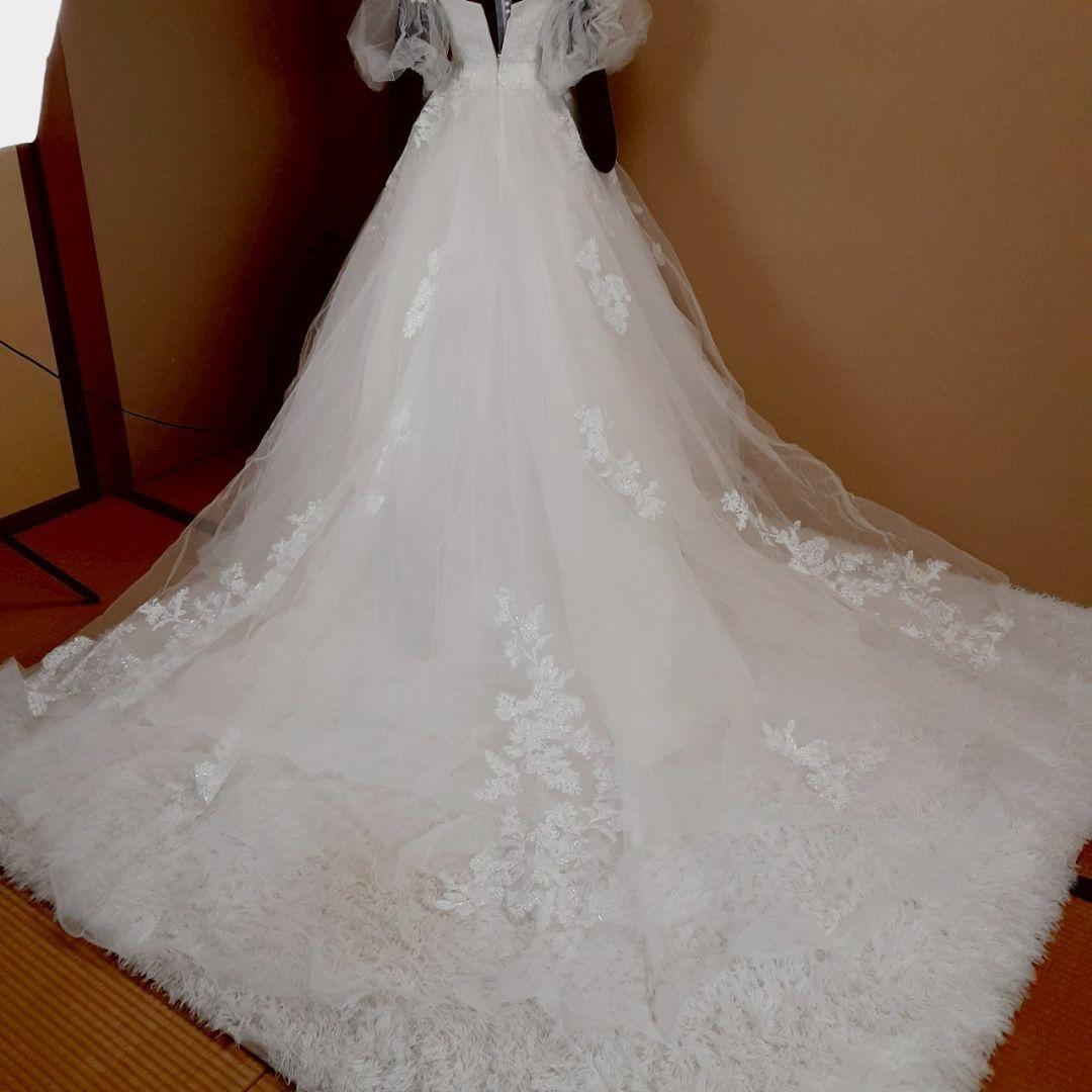 希少デザイン◎キヨコハタ ウェディングドレス パフショルダー Aライン 刺繍