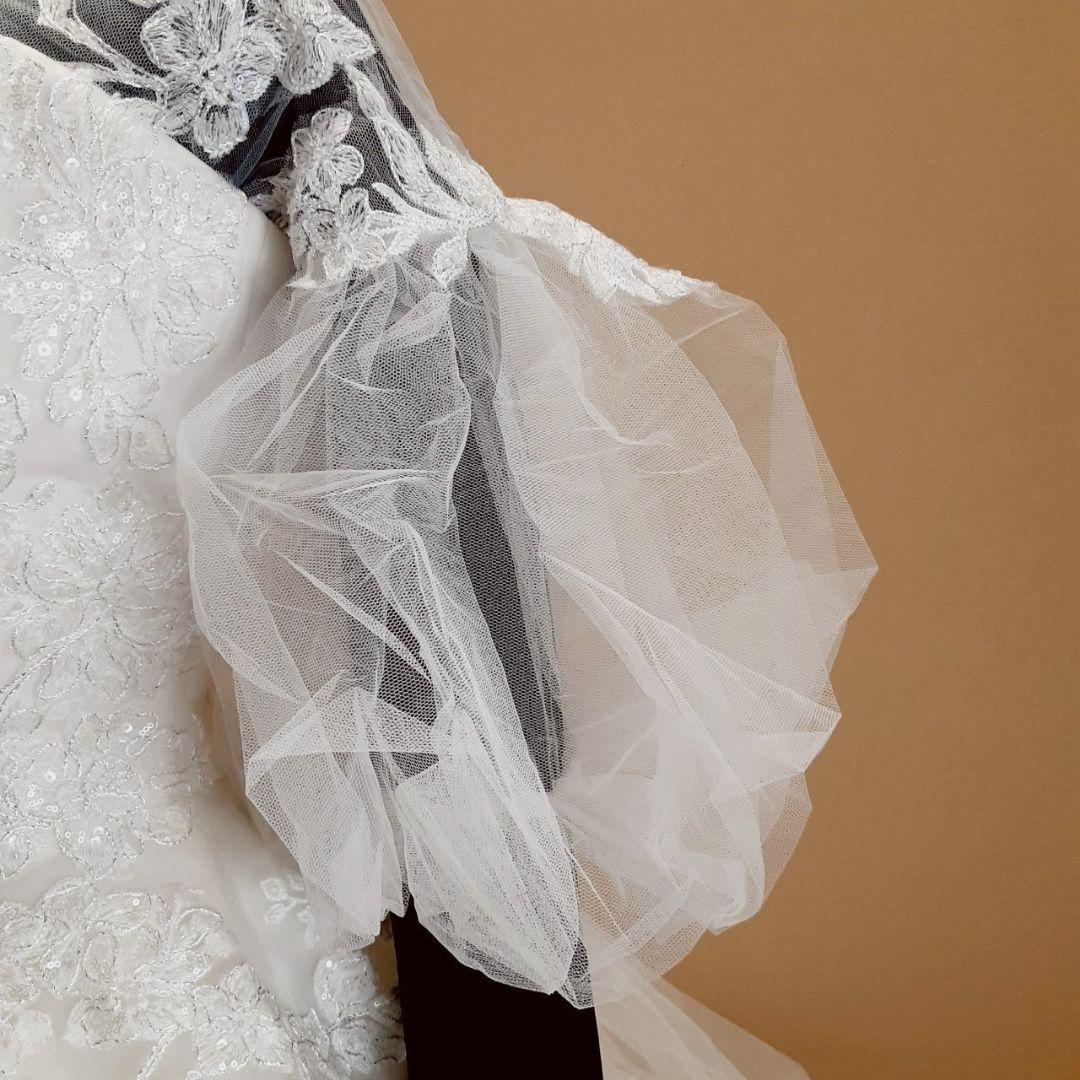 希少デザイン◎キヨコハタ ウェディングドレス パフショルダー Aライン 刺繍