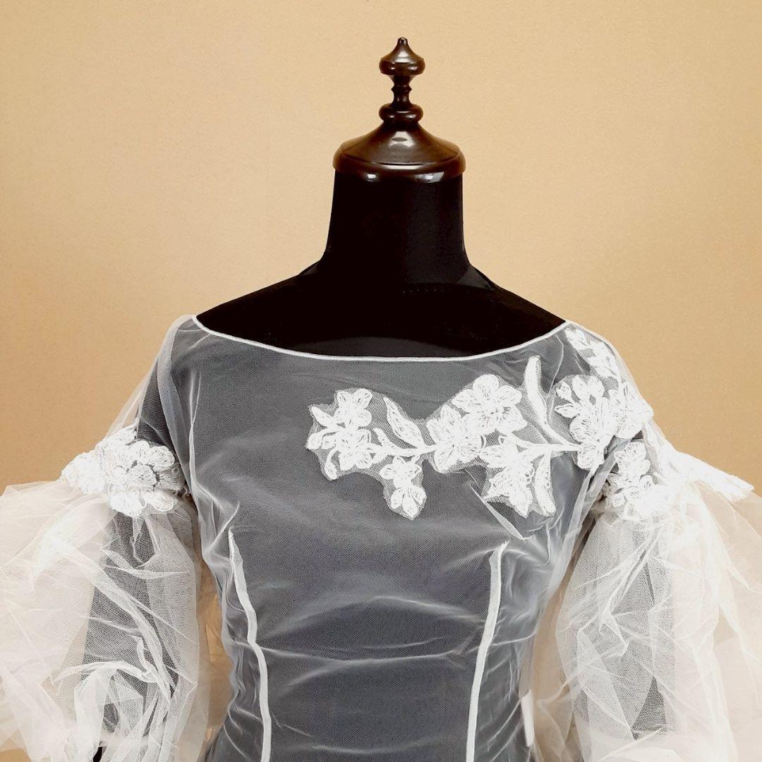 希少デザイン◎キヨコハタ ウェディングドレス パフショルダー Aライン 刺繍