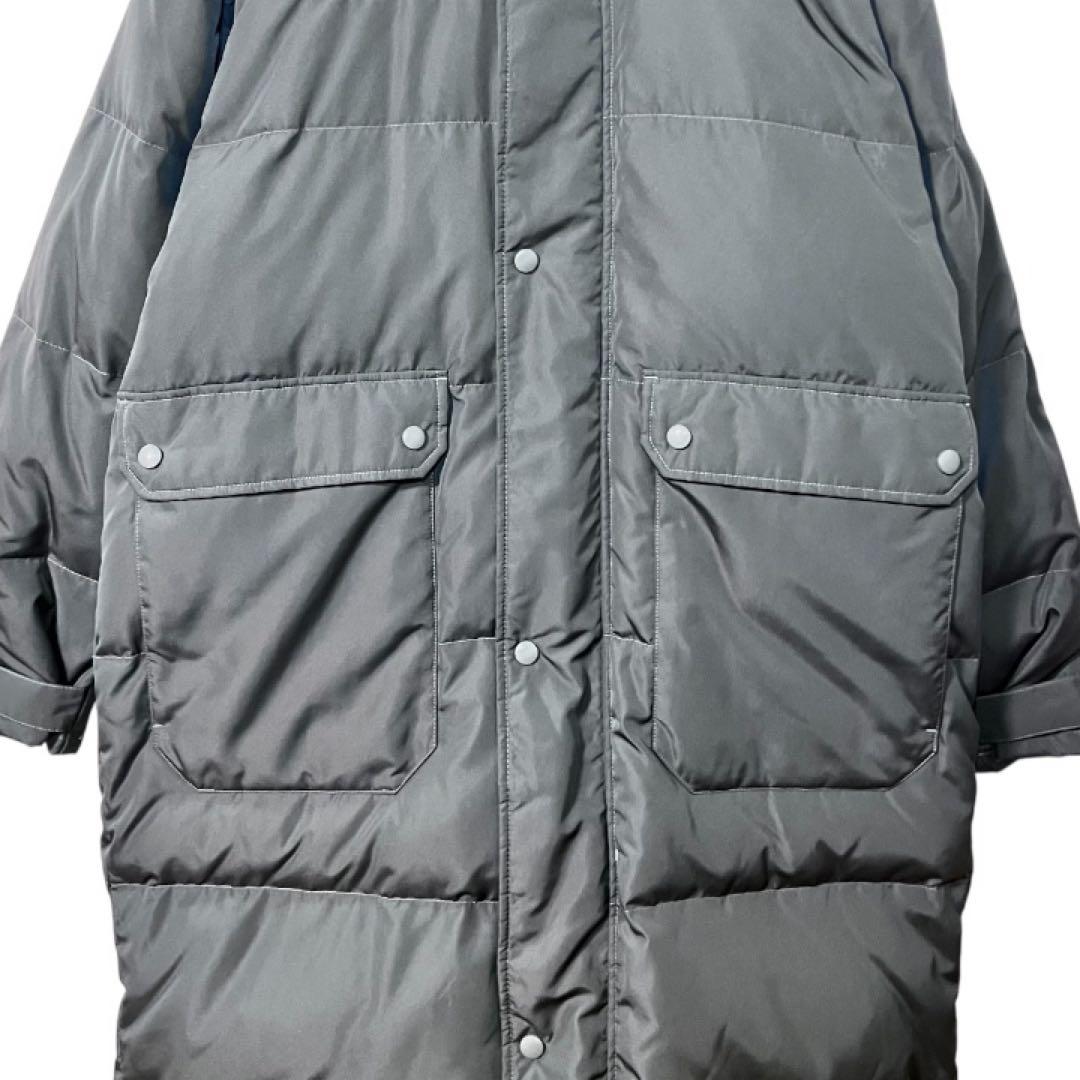 【美品】ミズノ　ロングダウンコート　ベンチコート　肉厚　フーディ　グレー　M