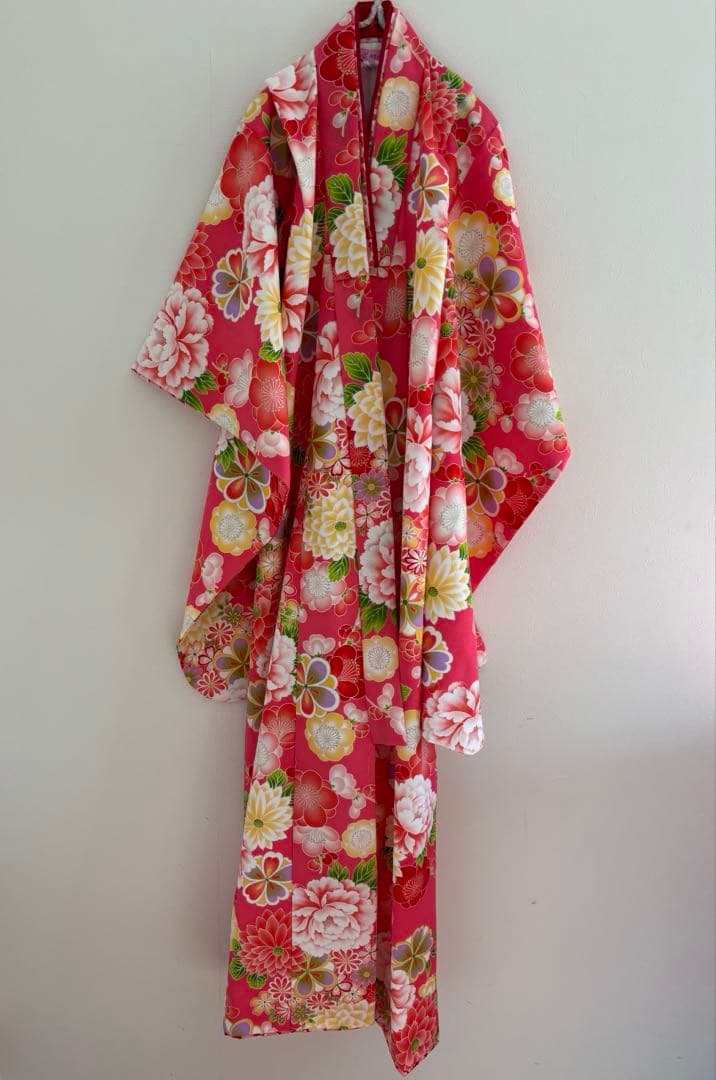 ♡式部浪漫　七五三　着物セット　七歳　赤とピンク 花柄♡