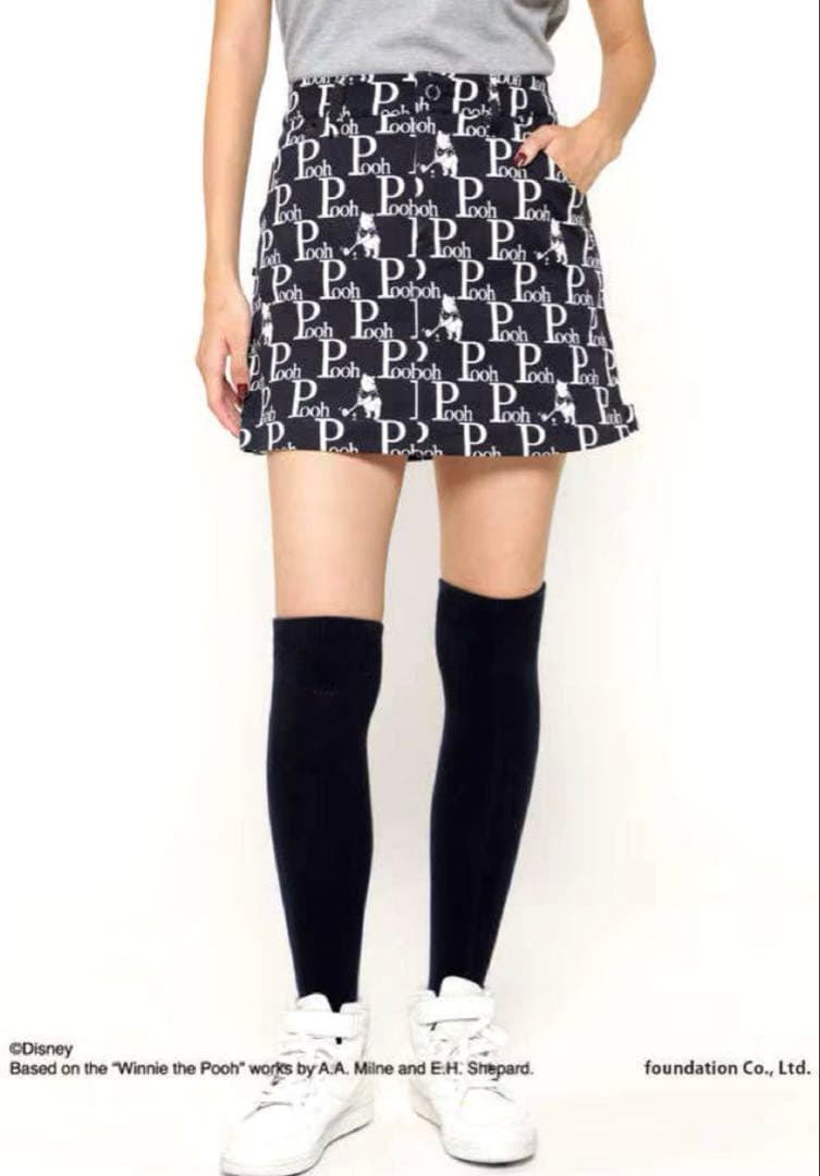 L 新品定価34100円　パーリーゲイツ　プーさん　総柄スカート