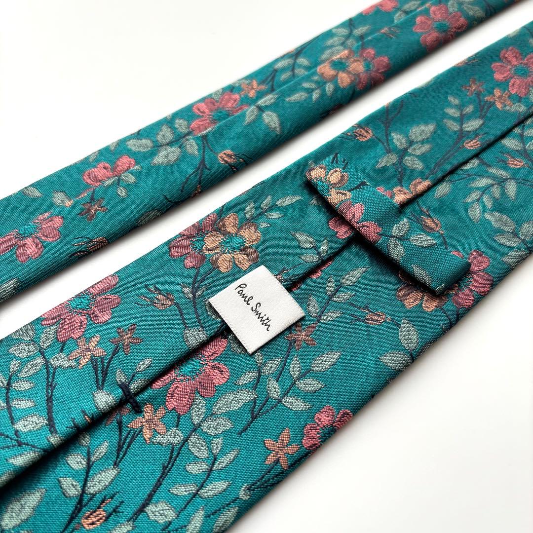 ꧁極美品꧂ ポールスミス ネクタイ フローラルタイ 花柄 ボタニカル グリーン