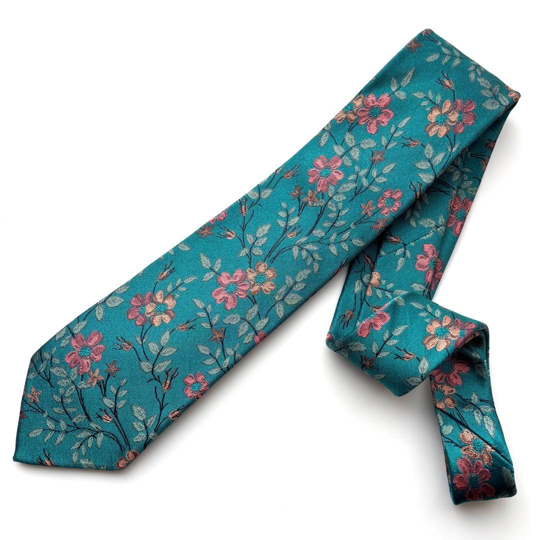 ꧁極美品꧂ ポールスミス ネクタイ フローラルタイ 花柄 ボタニカル グリーン