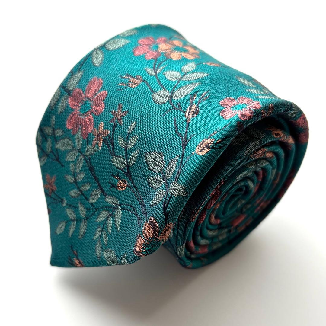 ꧁極美品꧂ ポールスミス ネクタイ フローラルタイ 花柄 ボタニカル グリーン