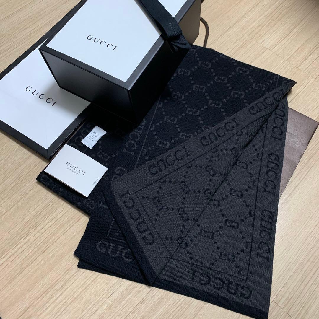高級ウール正規GUCCIマフラー✨グッチマフラー　メンズ　グッチ　マフラー
