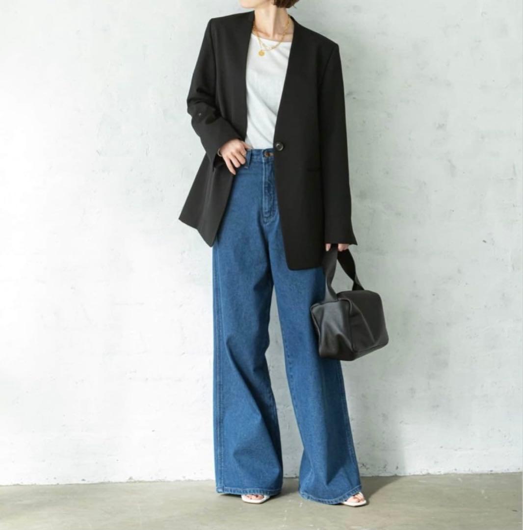 NOBLE ウールツイルノーカラージャケット