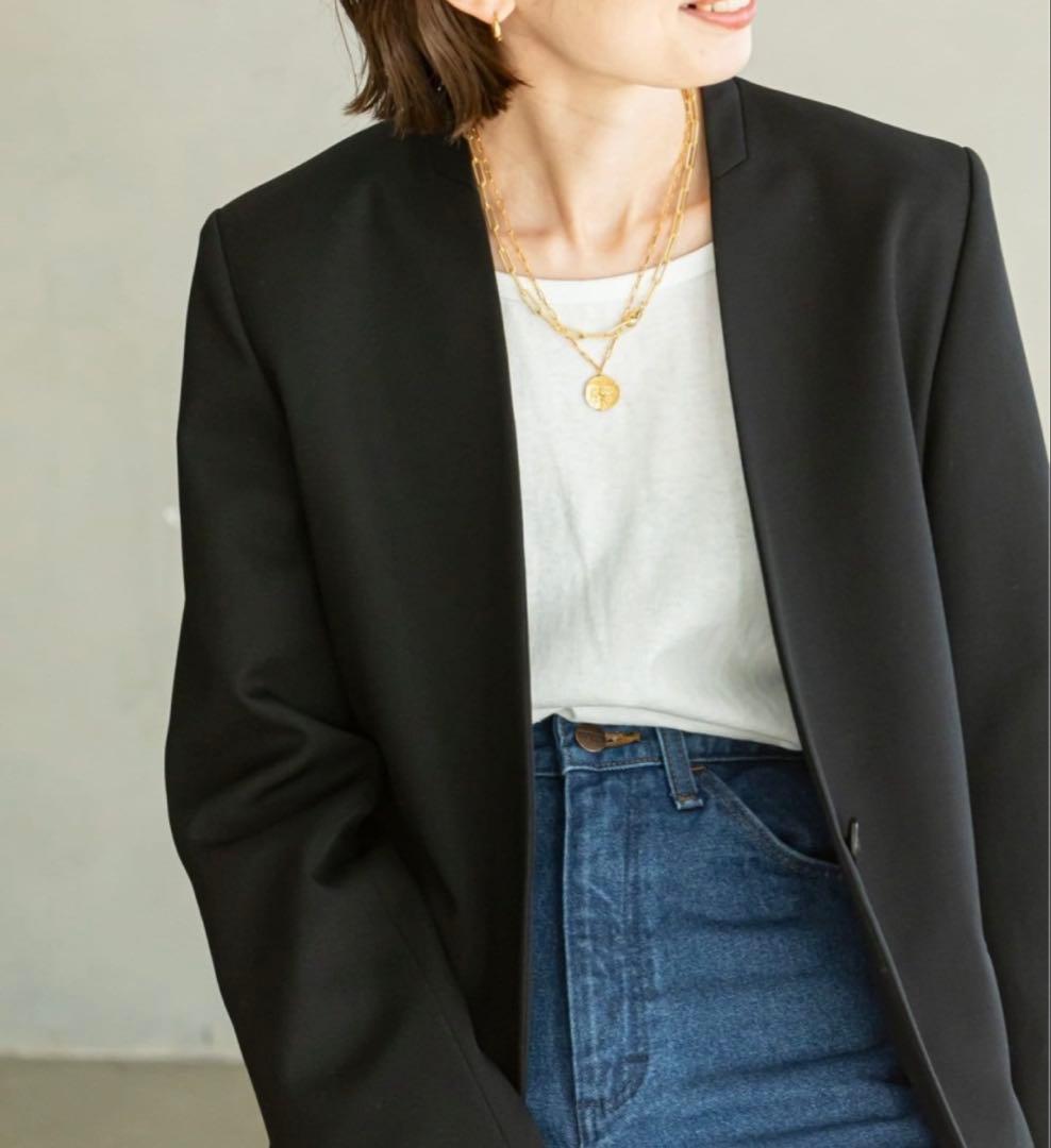 NOBLE ウールツイルノーカラージャケット