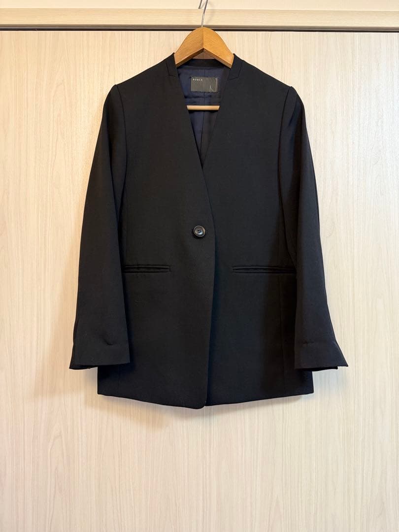 NOBLE ウールツイルノーカラージャケット