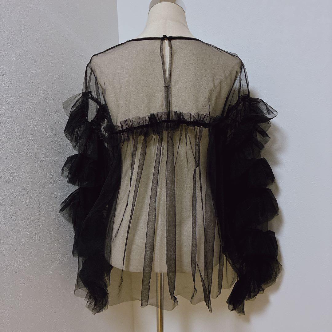 大人気⭐︎ANDRESDアンドレスド　ニアナ　ブラック　チュールフリルブラウス