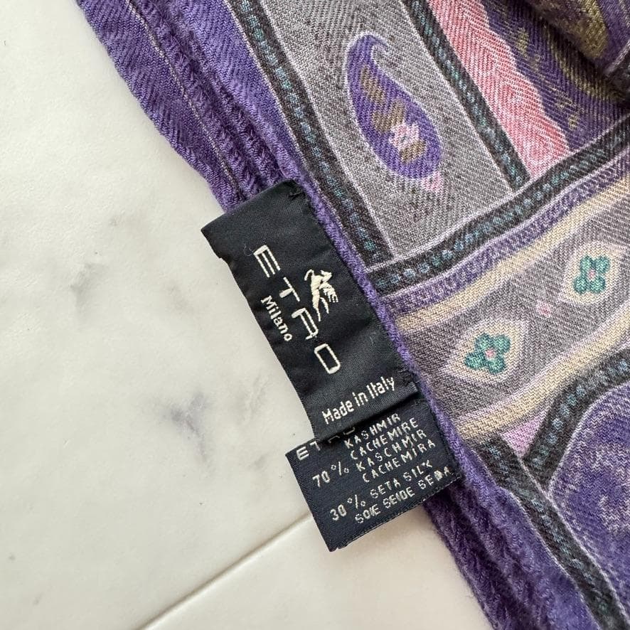 ETRO ペイズリー柄 カシミヤ　シルク　大判ストール　ショール　スカーフ美品⭐︎