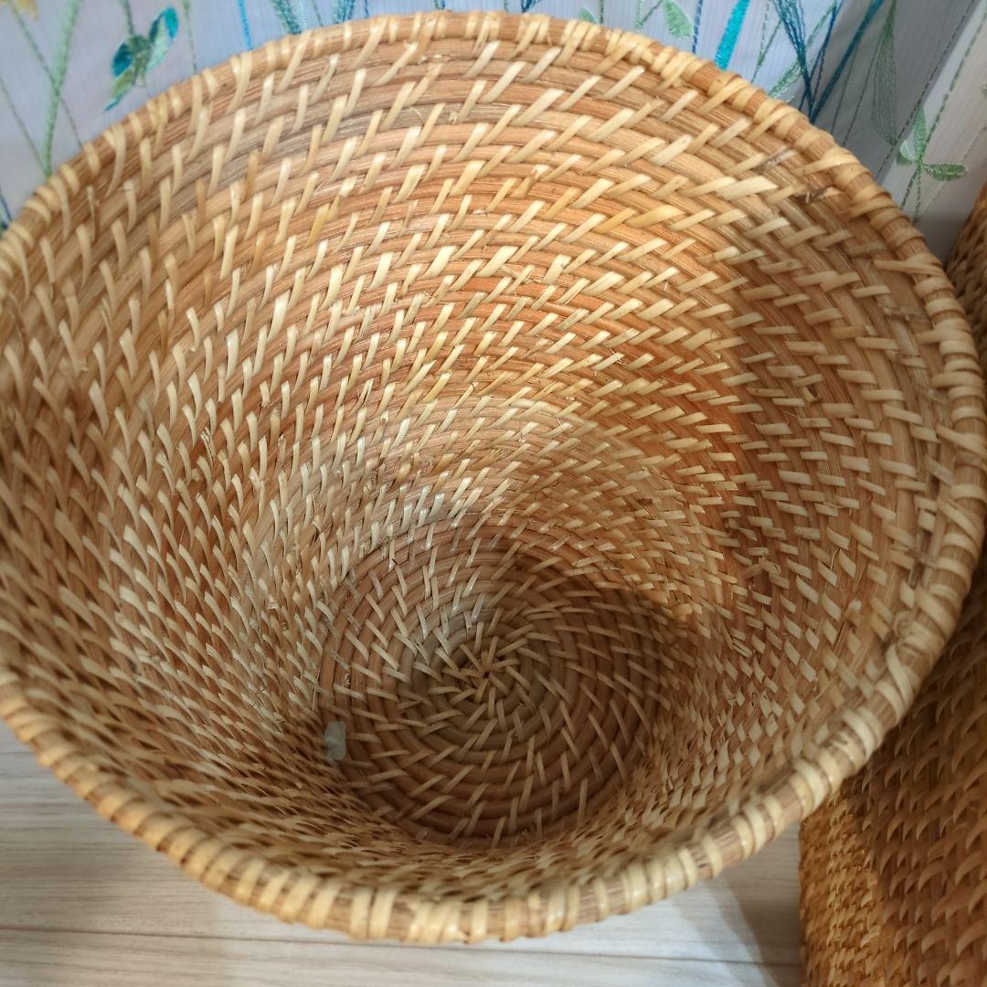 重なるラタン　ダストボックスセット　無印　NITORI