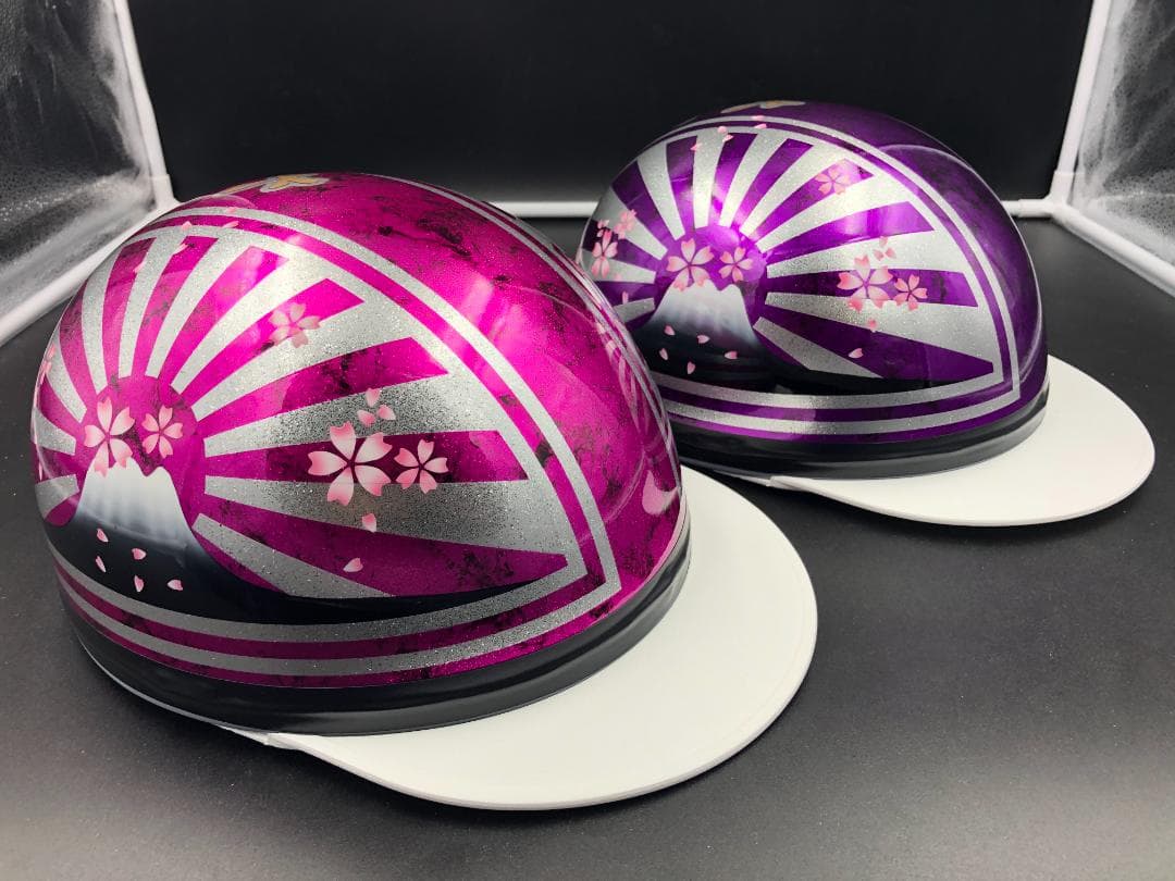 コルク半　カスタム　富士日章　三つボタン　ピンクパープルラップラメ　桜セット