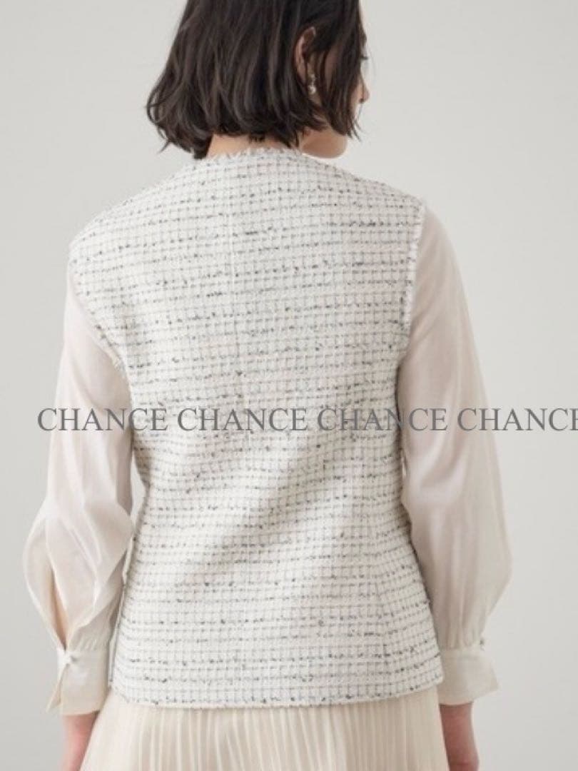 新品　アナイ　ミックスツィード　ジレ　ベスト　パール