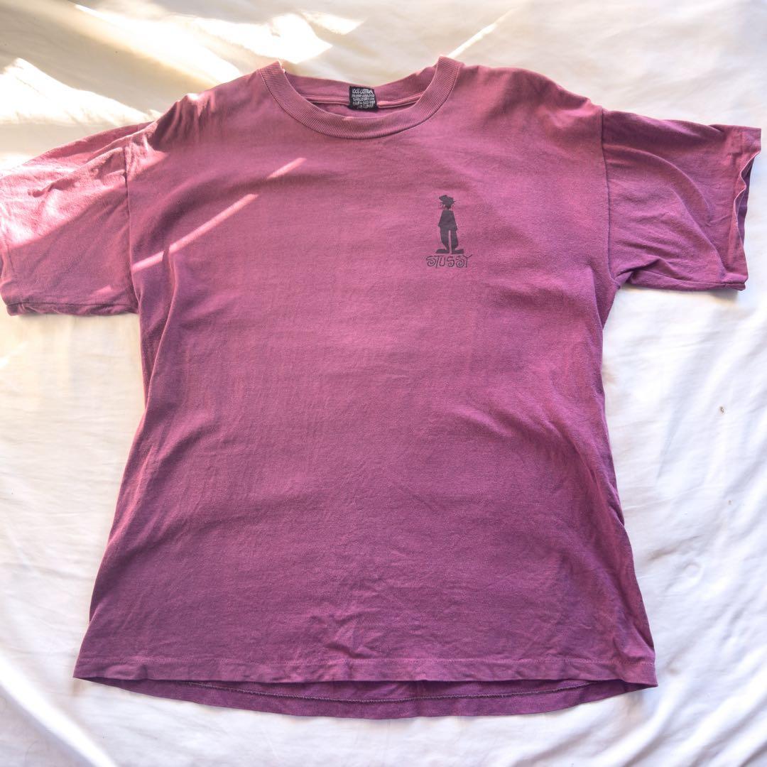 80s OLD STUSSY シャドーマン Tシャツ 黒タグ パープル　USA