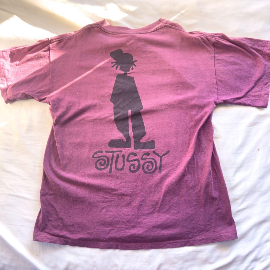 80s OLD STUSSY シャドーマン Tシャツ 黒タグ パープル　USA