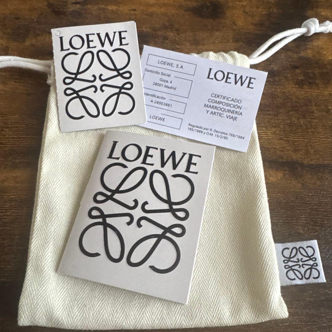 LOEWE 青 レザー 三つ折り財布