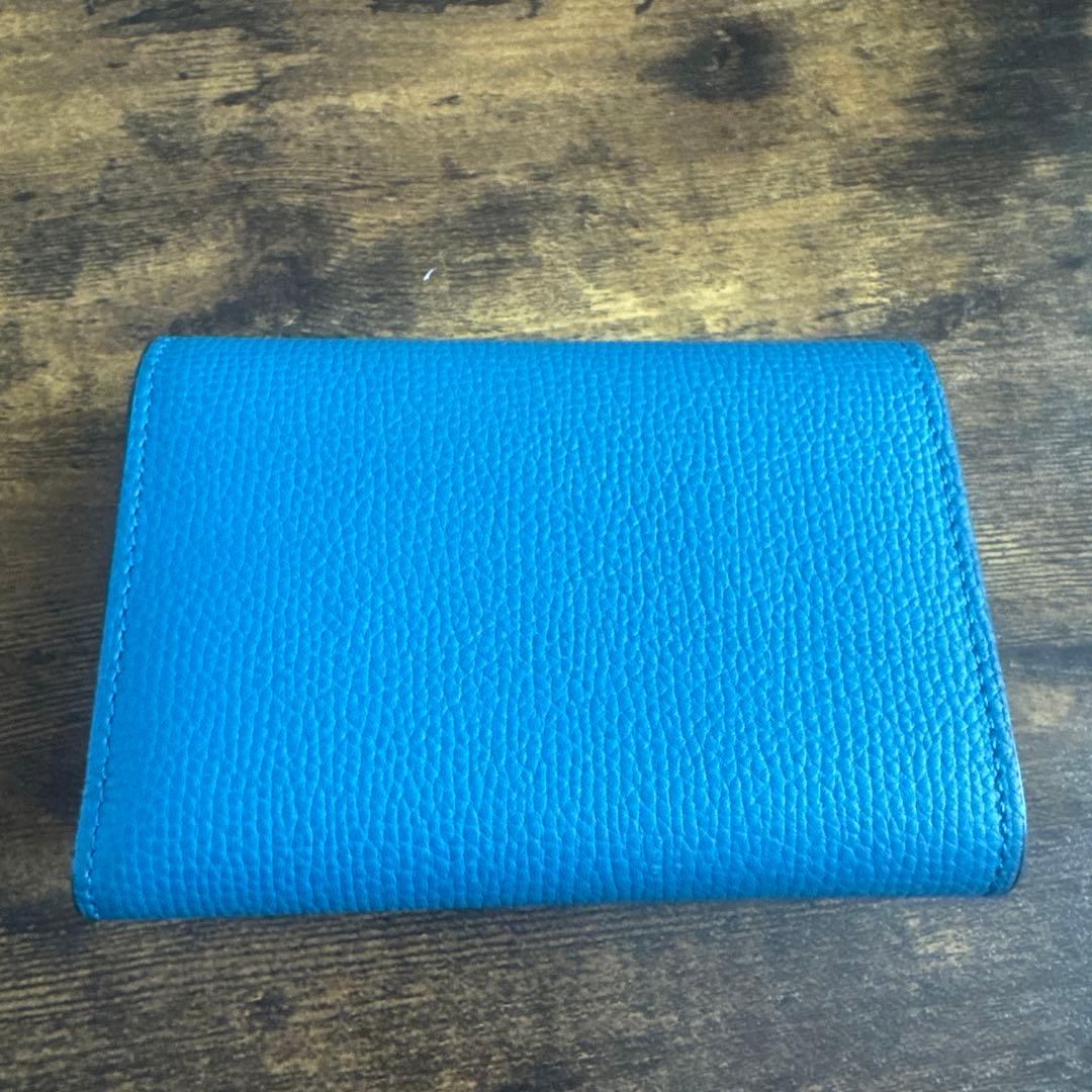 LOEWE 青 レザー 三つ折り財布