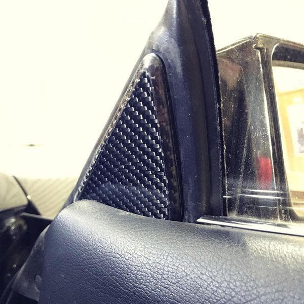 Z31フェアレディZ用 綾織カーボンドアミラーインサイドホールカバー 左右セット