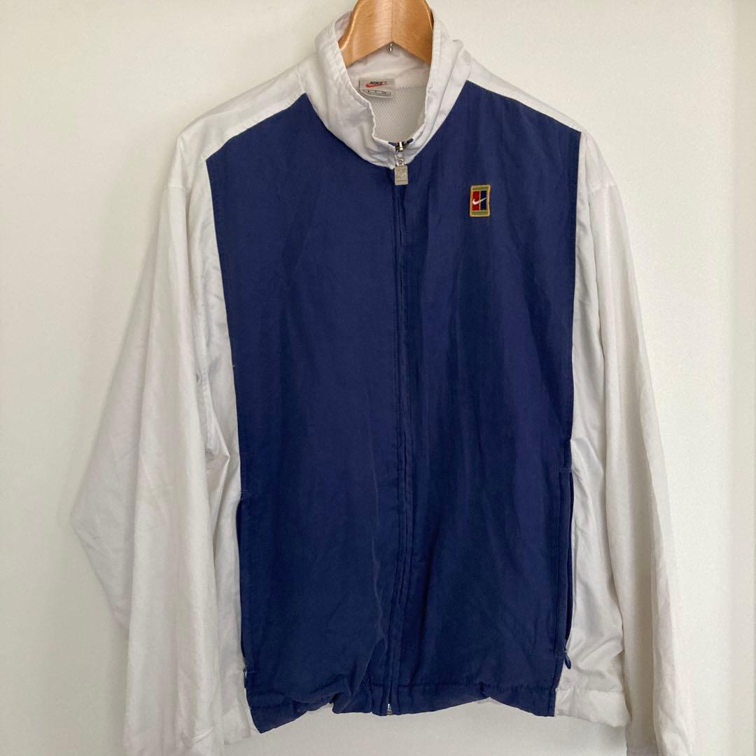 激レア‼︎90s銀ダク白タグNIKEテニスロゴナイロンジャケットウインドブレーカー