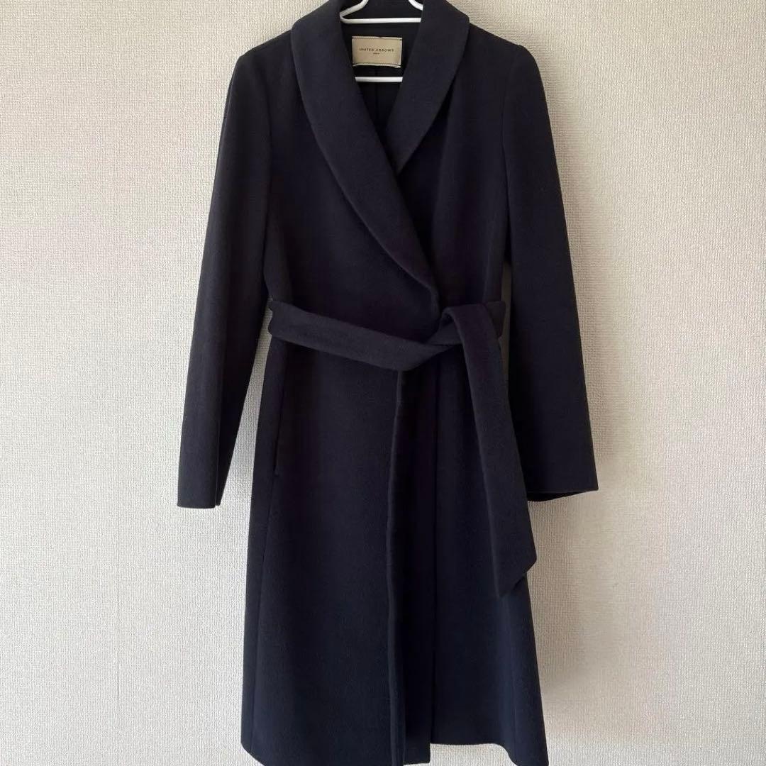 UNITED ARROWS ネイビー アンゴラウールコート