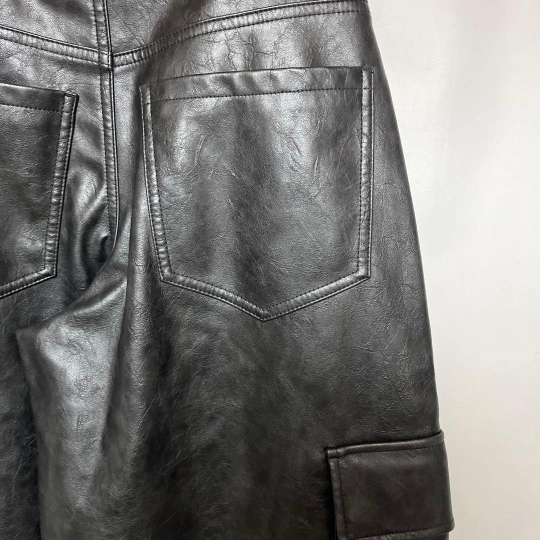 新品 adidas FAUX LEATHER PANTSフェイクレザーパンツ25