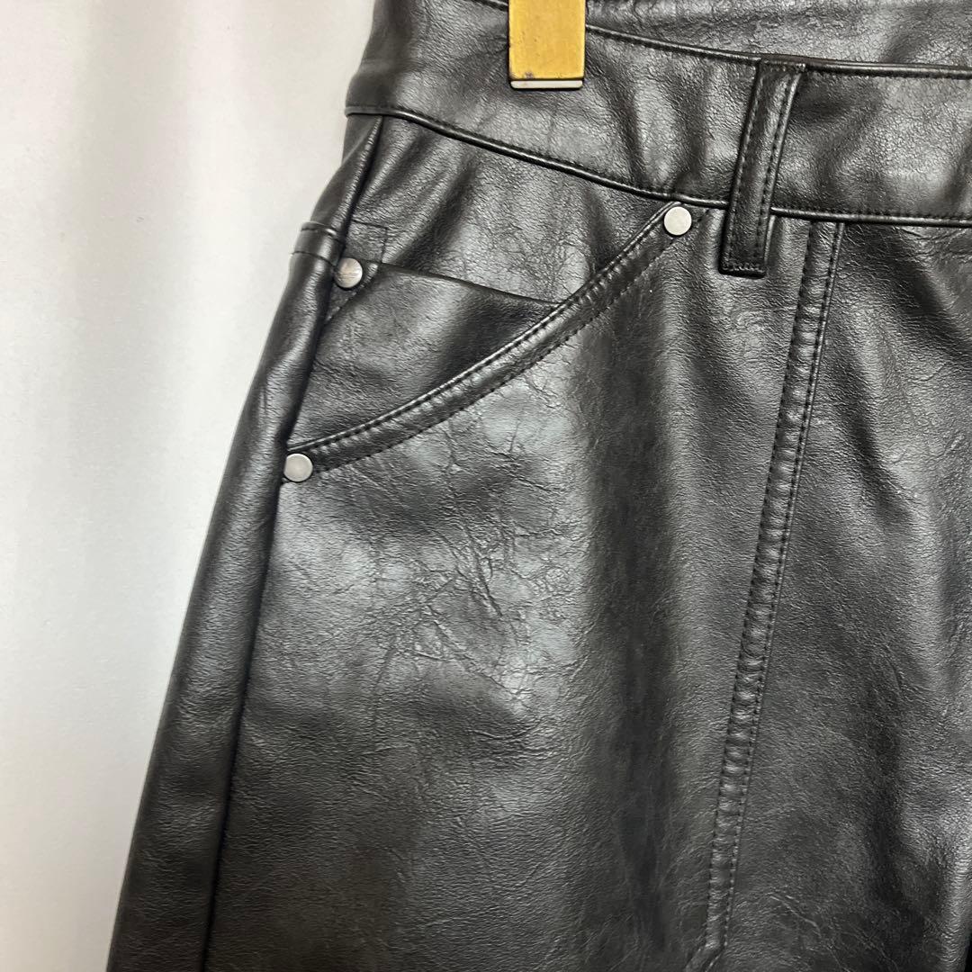 新品 adidas FAUX LEATHER PANTSフェイクレザーパンツ25