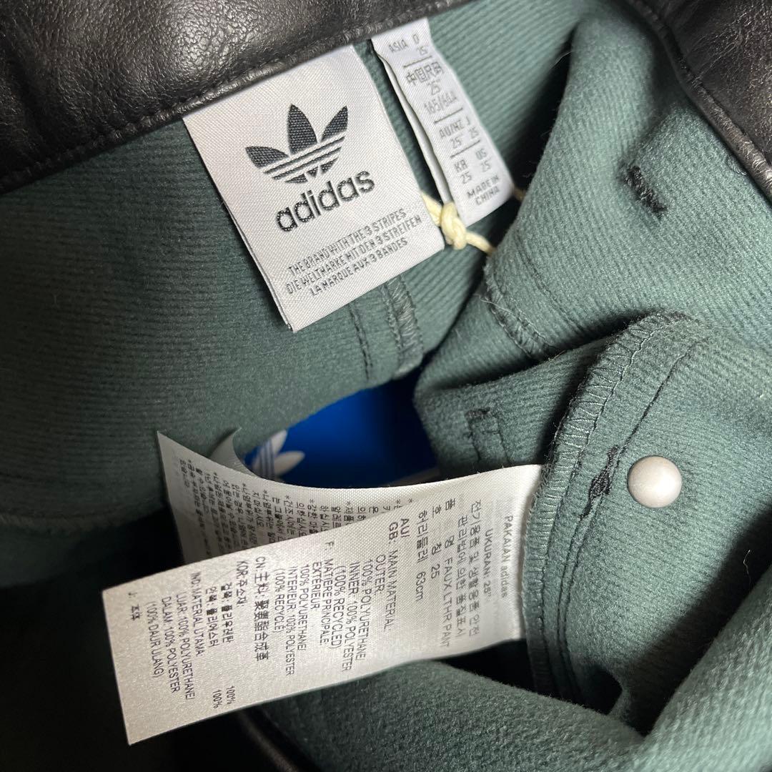 新品 adidas FAUX LEATHER PANTSフェイクレザーパンツ25