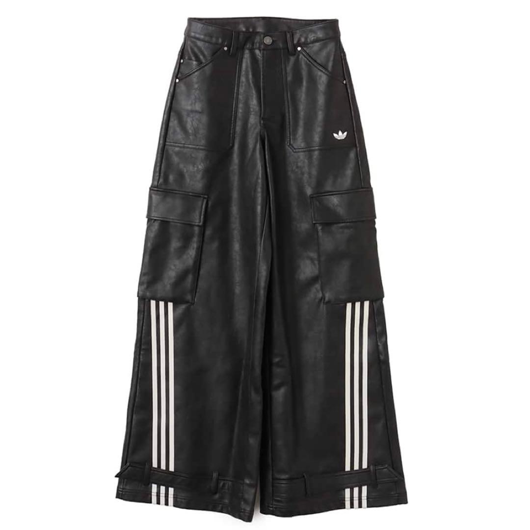 新品 adidas FAUX LEATHER PANTSフェイクレザーパンツ25