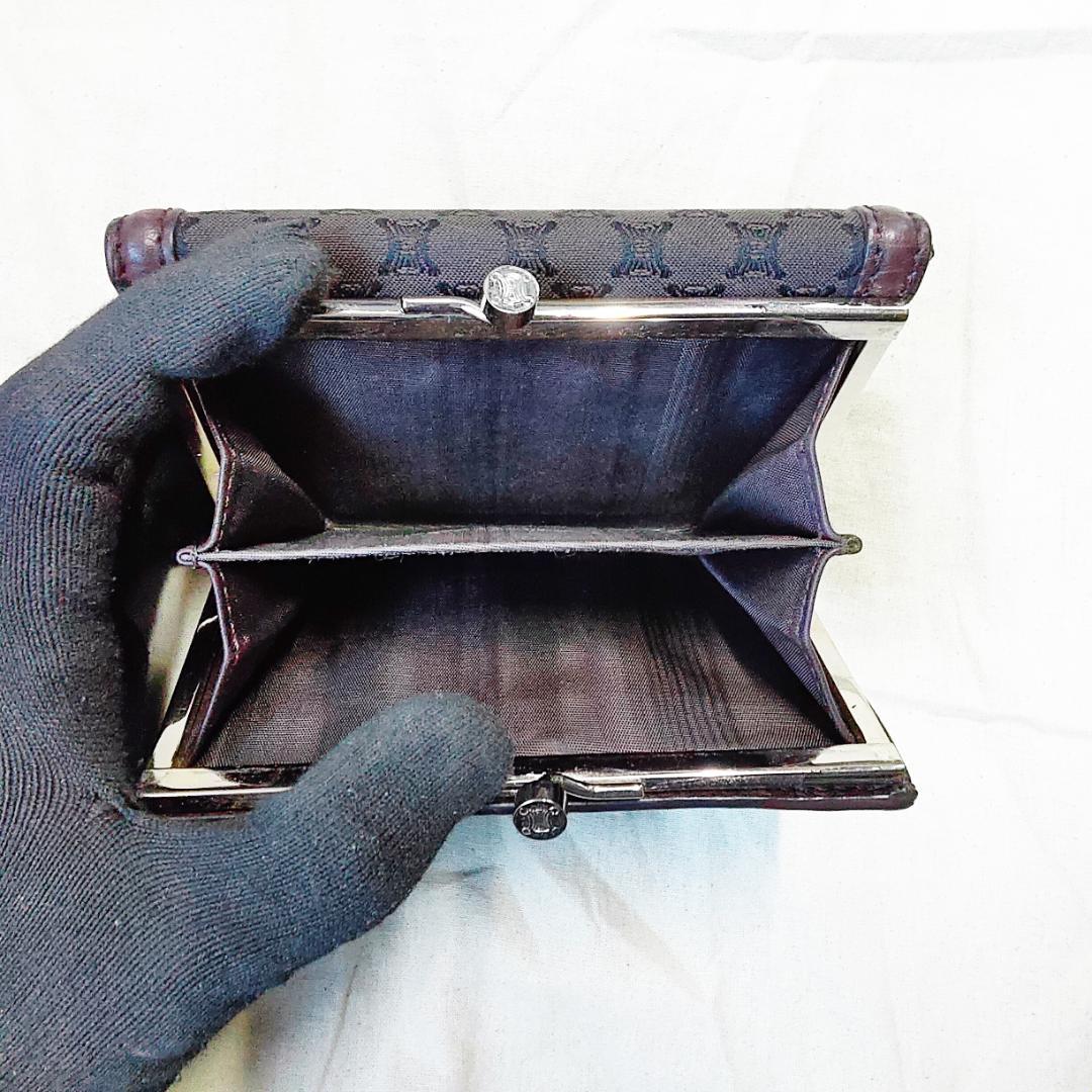 箱付き セリーヌ がま口 財布 CELINE トリオンフ キャンバス ブラウン